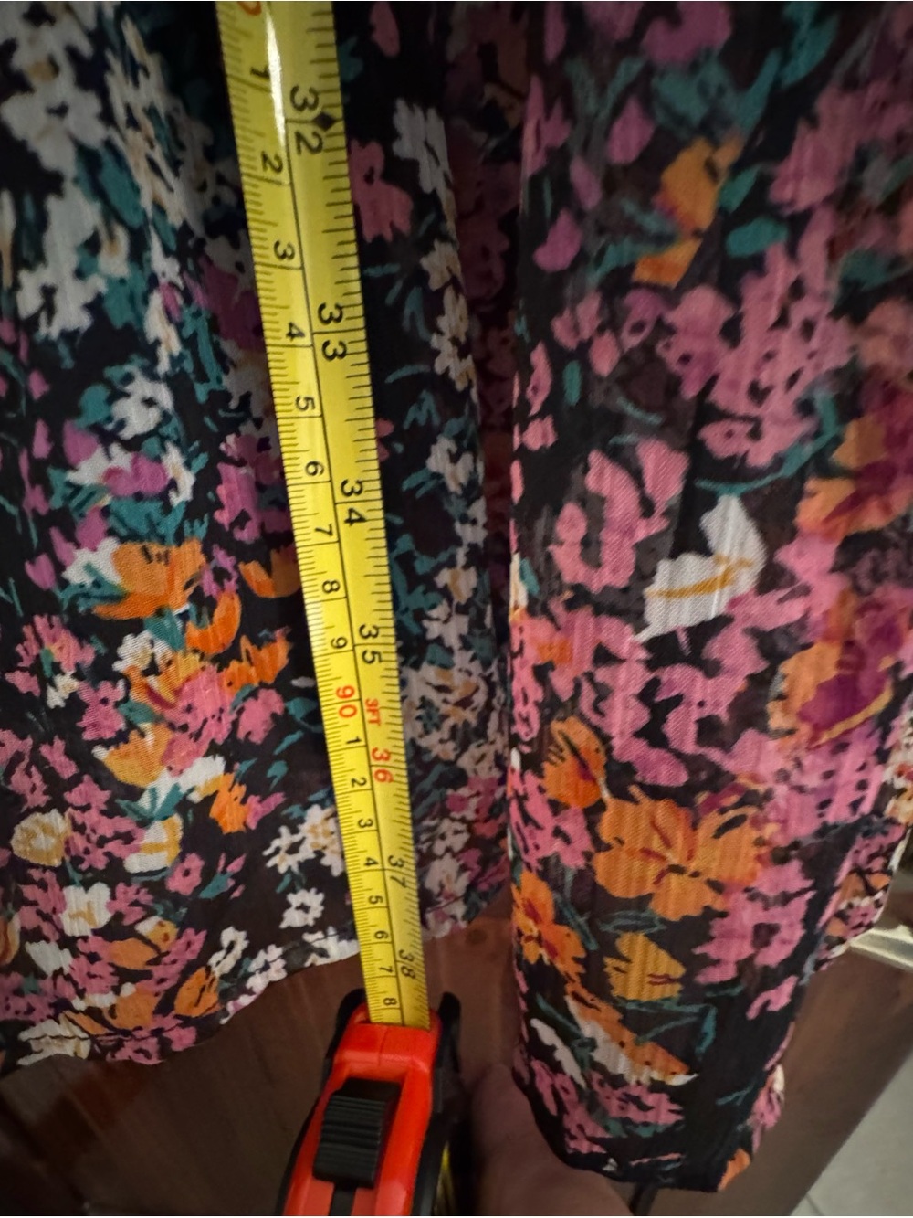 Vince Camuto Black Floral Print Dress with Pink & Orange Accents - Picture 9 of 9